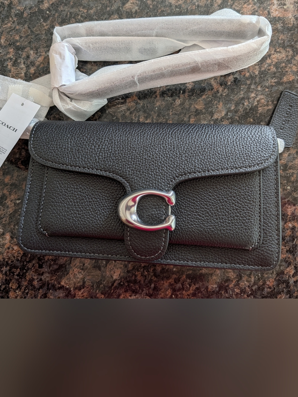 Coach Black Pebbled Leather Tabby Purse with Silver Hardware